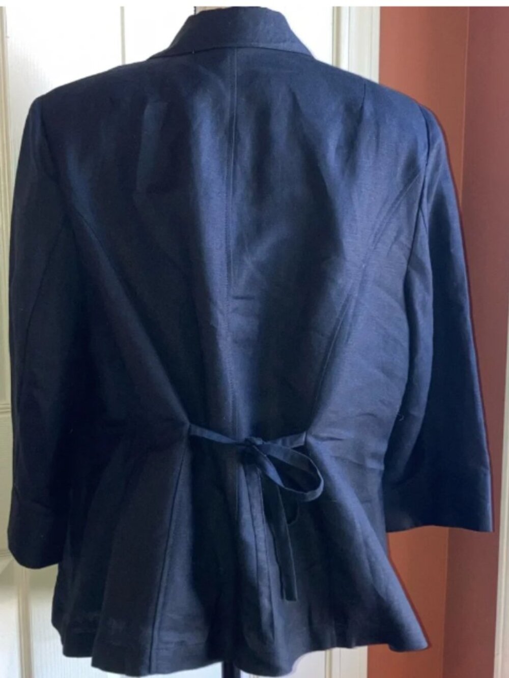 Lane Bryant Ruffle Detail Tie Back Button Down 3/4 Sleeve Jacket Lightweight - Picture 3 of 4